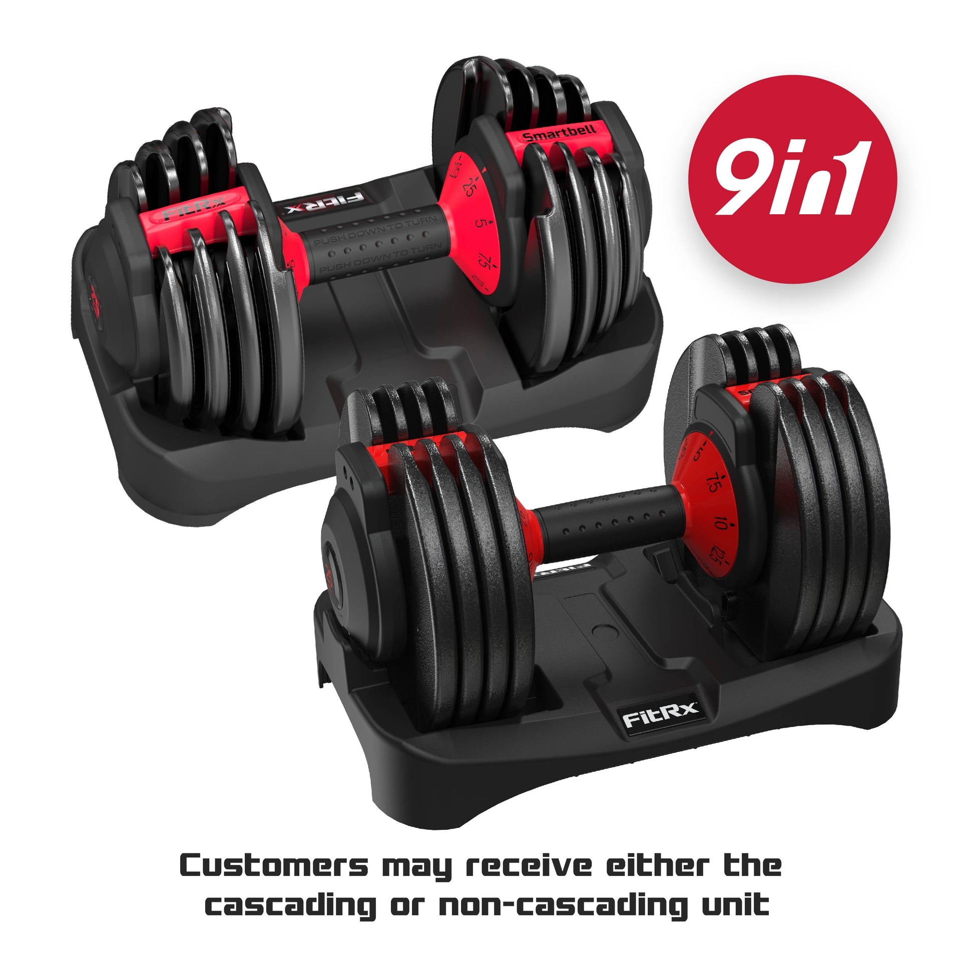 Smartbell, 25Lbs. Quick-Select 9 in 1 Adjustable Dumbbell for Home Gym, 5-25Lbs. Weight in 2.5Lbs Increments